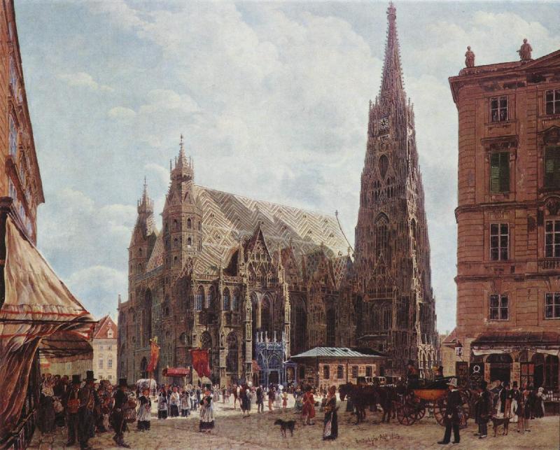 Rudolf von Alt View of Stephansdom France oil painting art